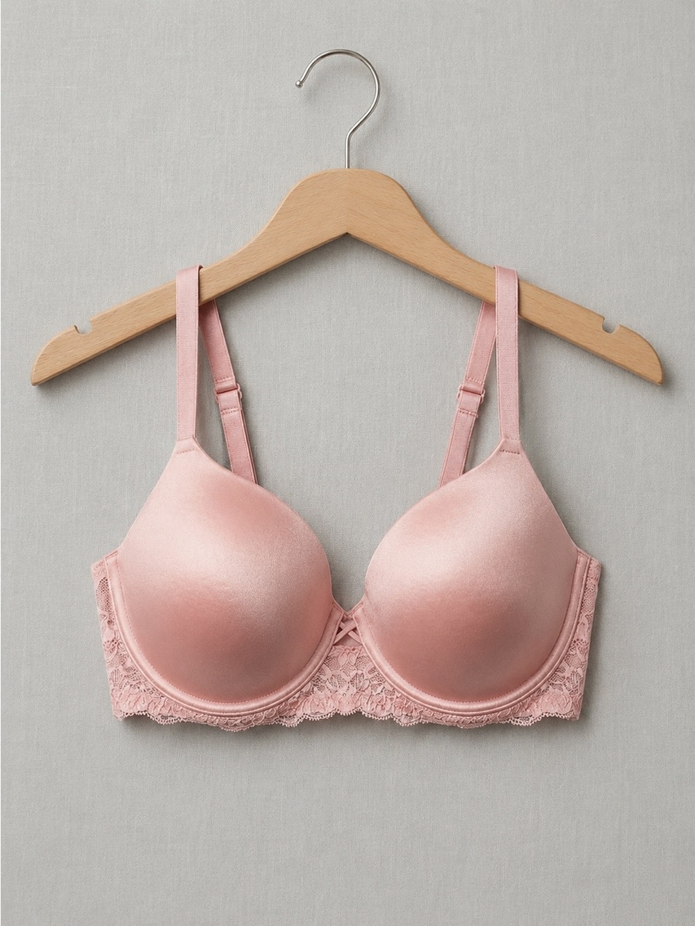 🍒3/33$ La SENZA SO FREE Blush Pink Lace-Trim Molded T-Shirt Bra